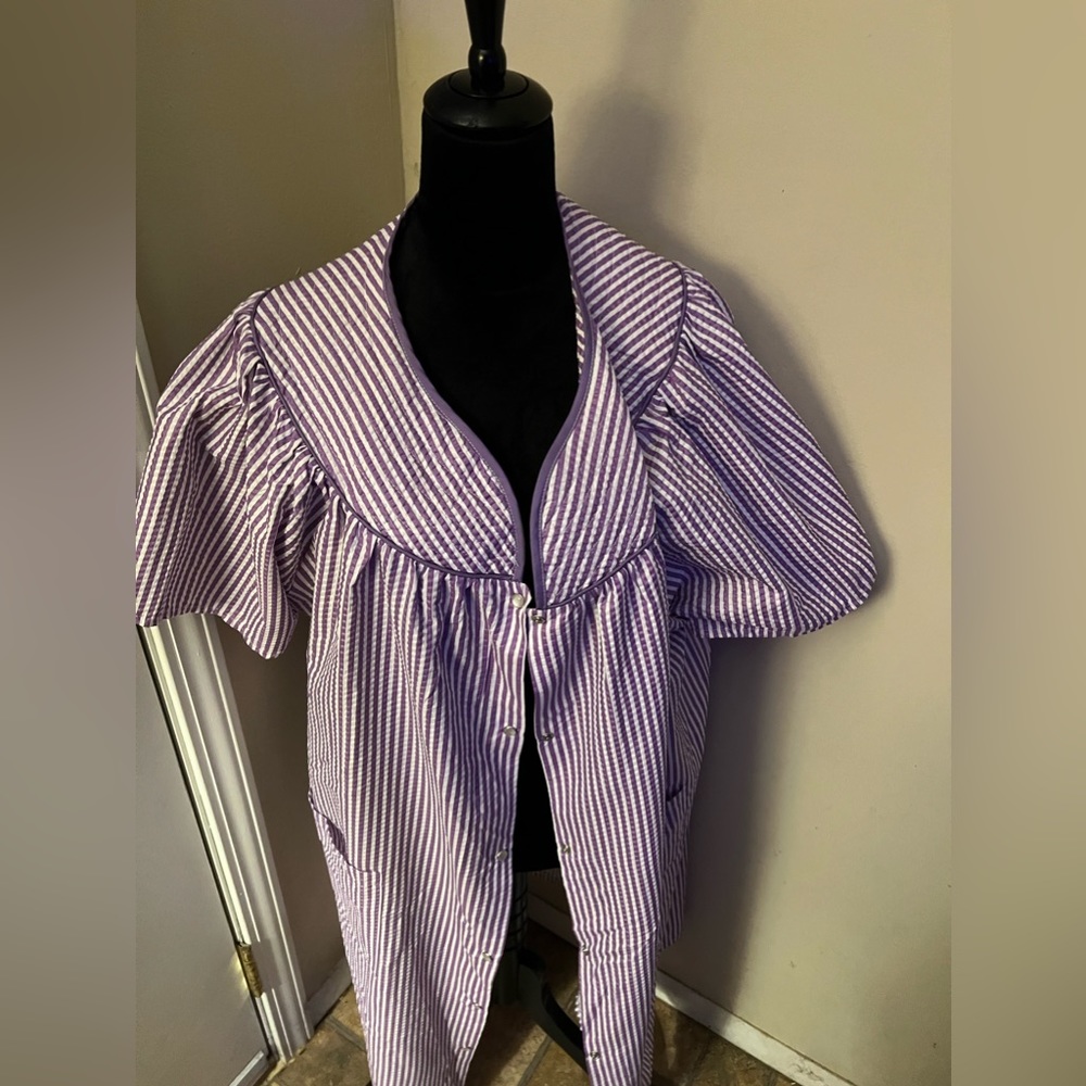 Cozee Corner Vintage striped housecoat with snaps 4X